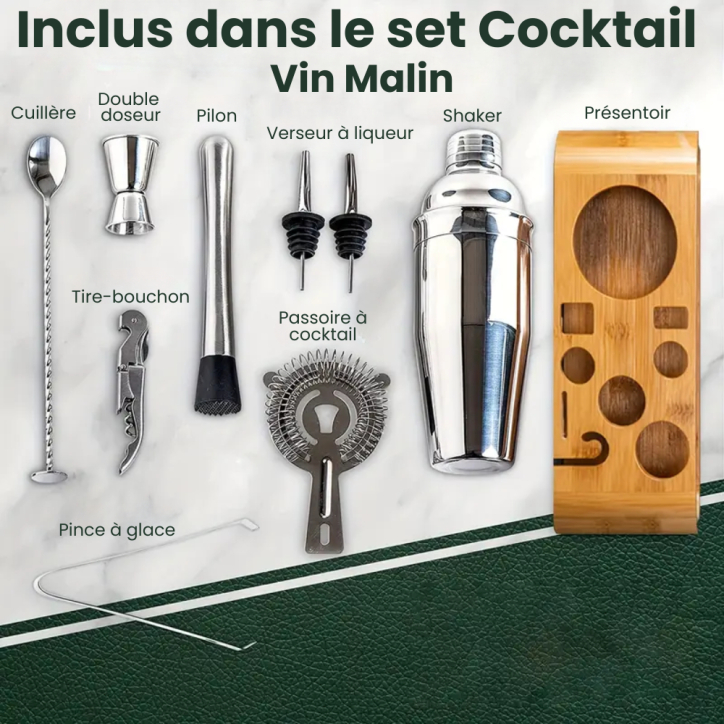 Set Cocktail complet avec shaker et accessoires – Coffret barman Premium