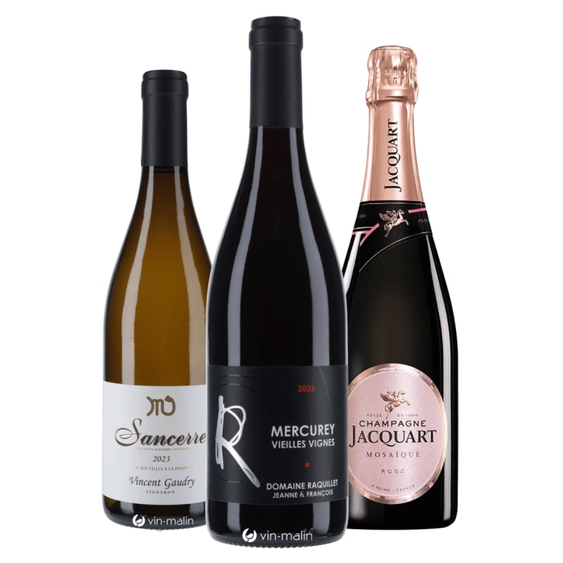 Coffret Les Classiques des Fêtes – Sancerre, Mercurey & Champagne Rosé | Vin-malin