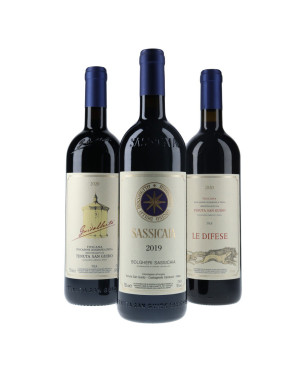 Coffret 3 bouteilles Trilogie Tenuta San Guido Sassicaia vin d'Italie