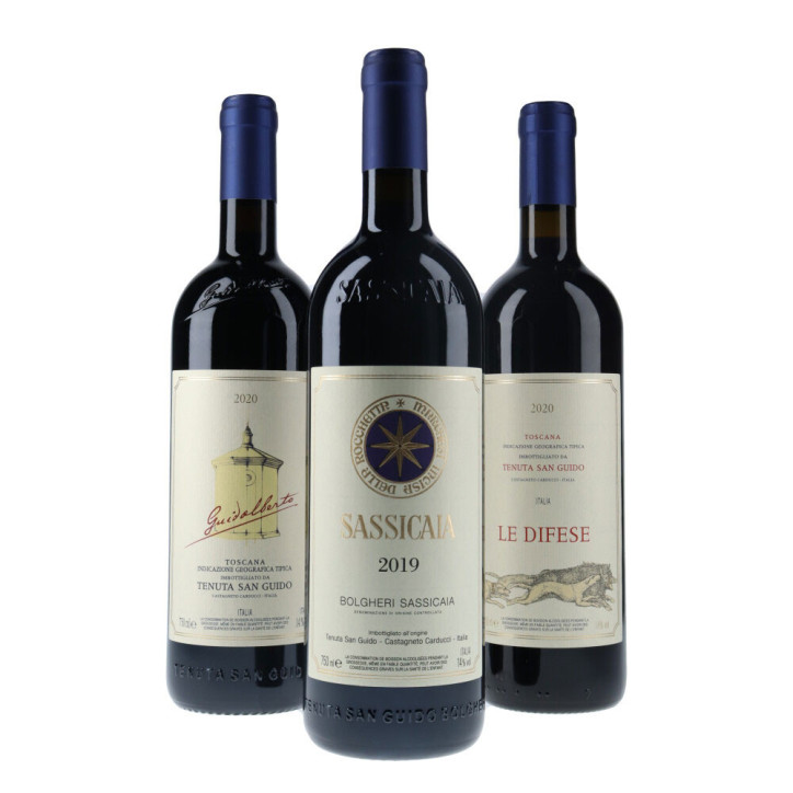 Coffret vins "Trilogie Tenuta San Guido" 3 bouteilles Coffret vins "Trilogie Tenuta San Guido" 3 bouteilles