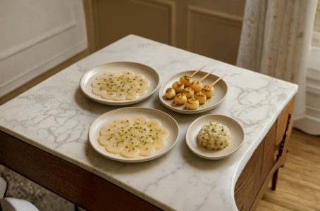 tartare brochette carpaccio saints jacques